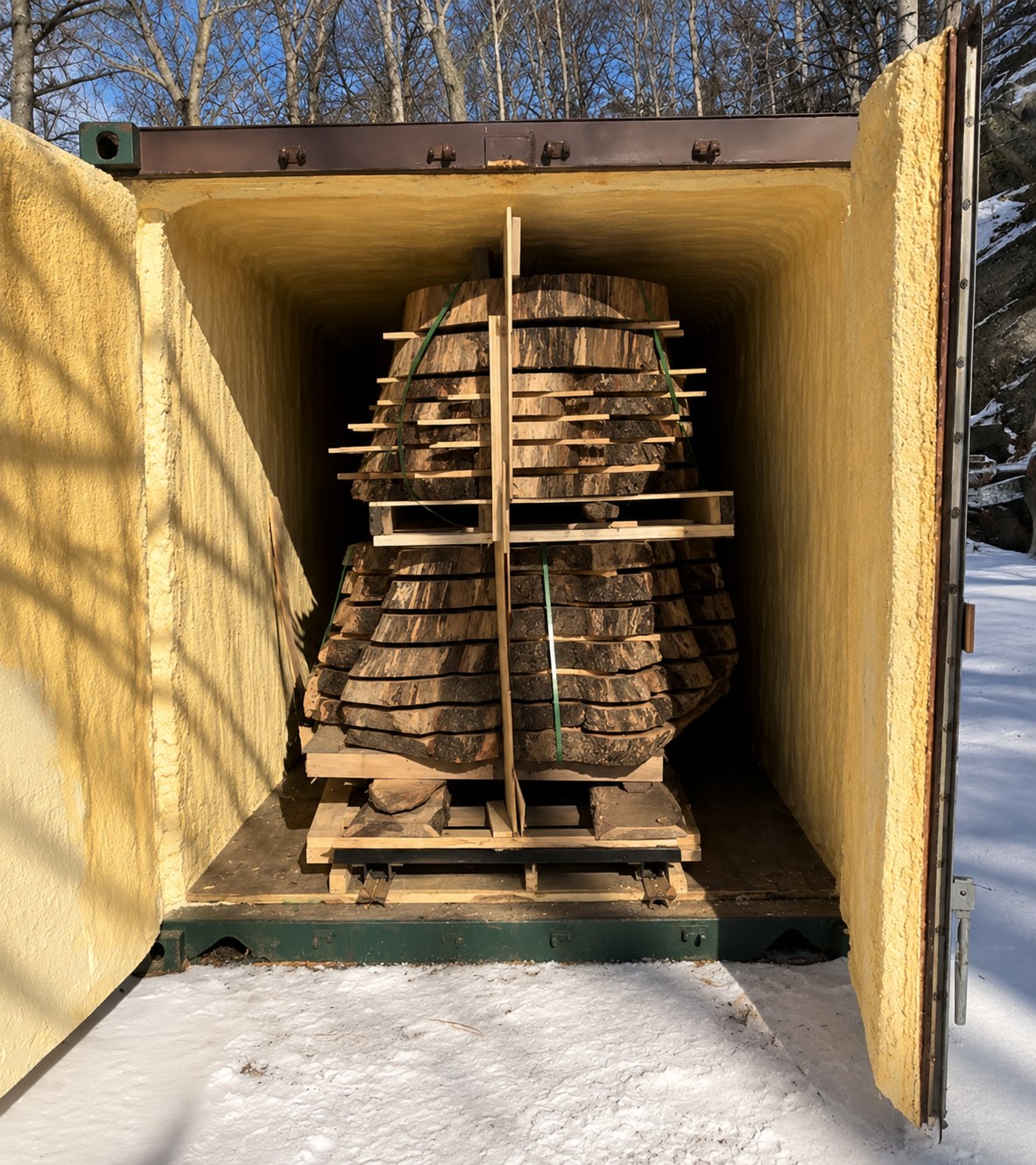 A loaded cart inside the iDry chamber