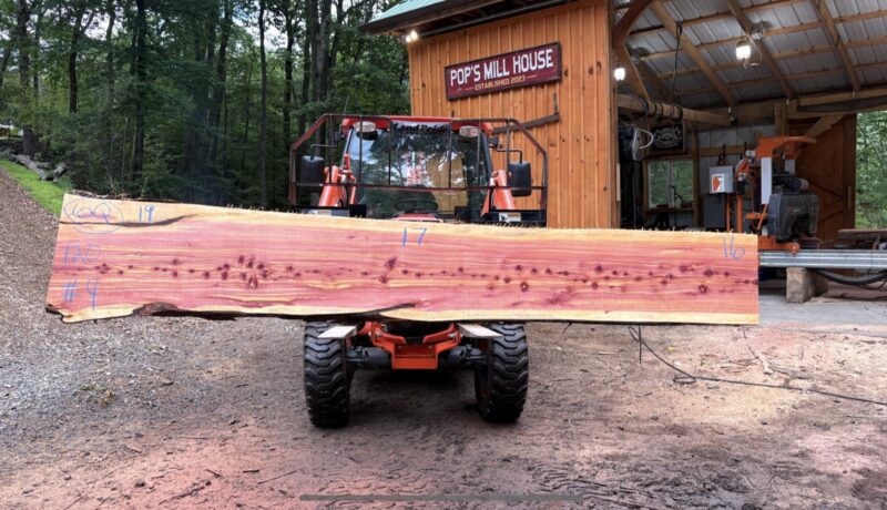 Red Cedar Live-Edge Slab — 120″ × 19″ × 1.5″ (CR-6Q-120-19/17/16-04)