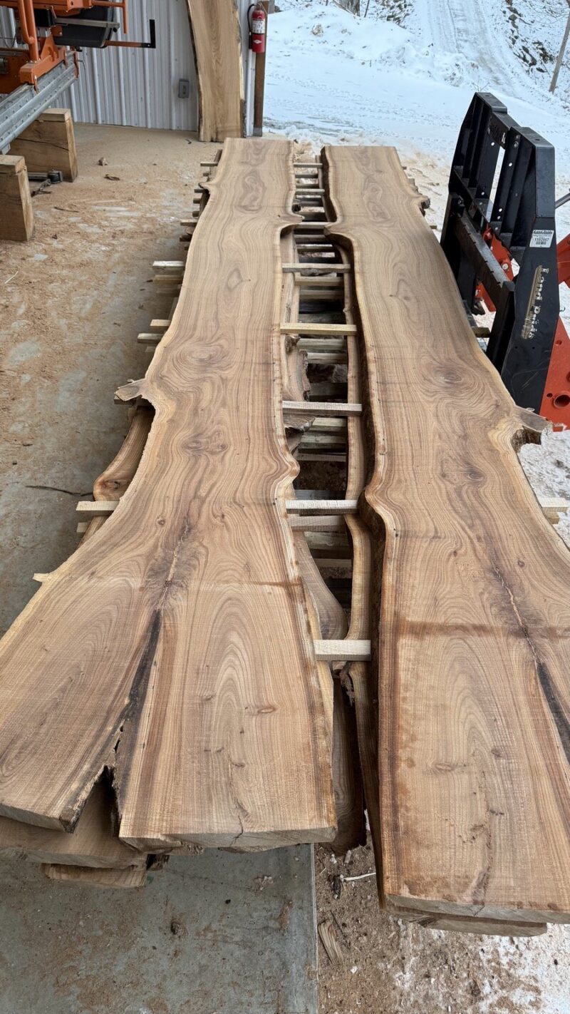 Book-Matched Red Elm Pair — 12 ft, 2 Slabs (21–36″ each, joins to 72″)