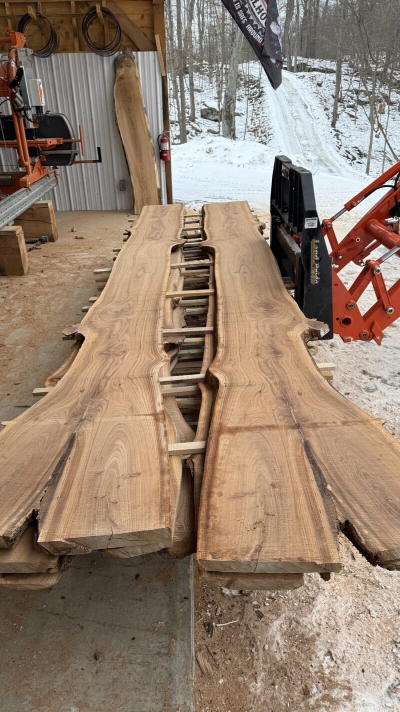 Book-Matched Red Elm Pair — 12 ft, 2 Slabs (22–37″ each, joins to 74″)