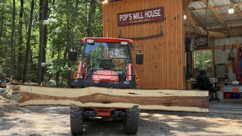 Hickory Live Edge Slab #01 — 129" × 15"
