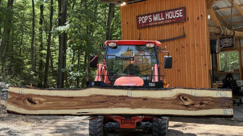 Hickory Live Edge Slab #04 — 129" × 16"