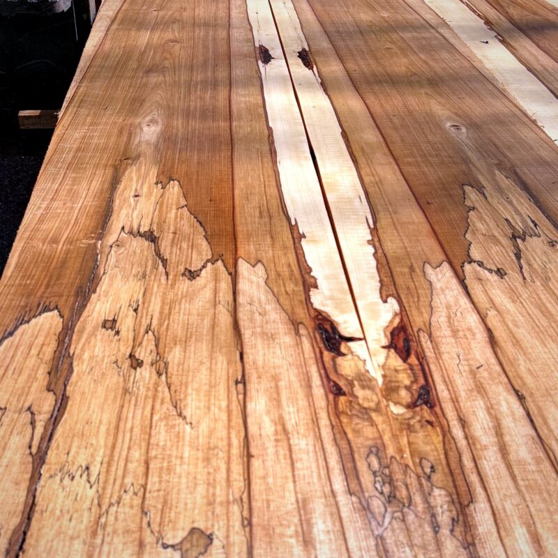 Spalted Hickory Lumber — Kiln-Dried, Rough-Sawn