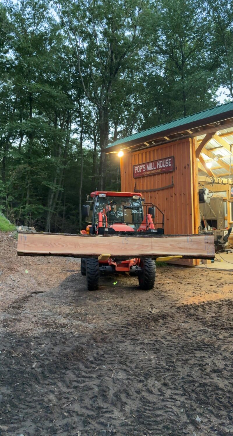 Red Oak Live-Edge Slab — 132" × 14–15" (2" thick)