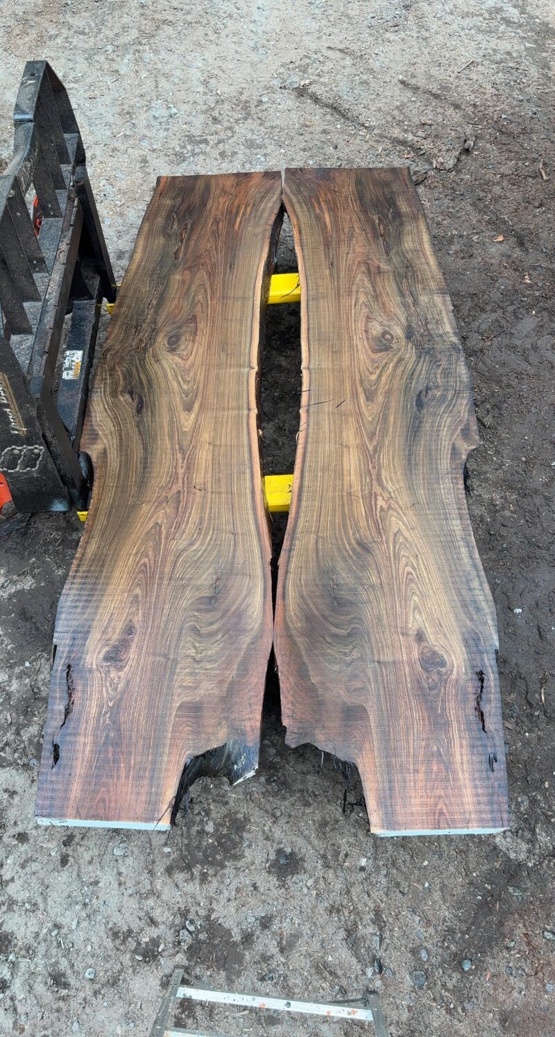 Book-Matched Black Walnut Pair — 9 ft, 2 Slabs (22–26″ each, joins to 52″)