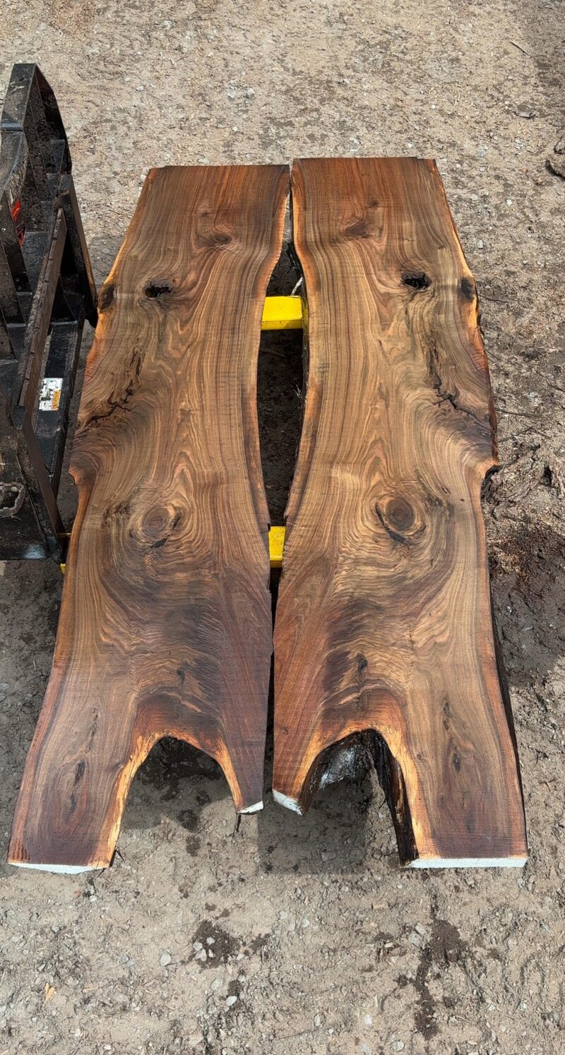Book-Matched Black Walnut Pair — 9 ft, 2 Slabs (22–26″ each, joins to 51″)