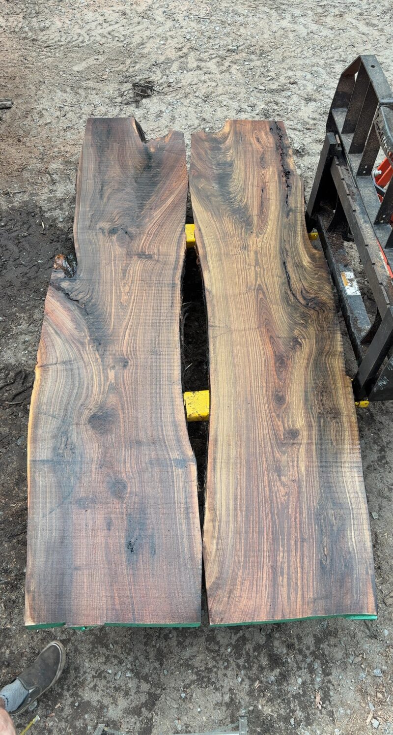 Book-Matched Black Walnut Pair — 9 ft, 2 Slabs (23–26″ each, joins to 52″)