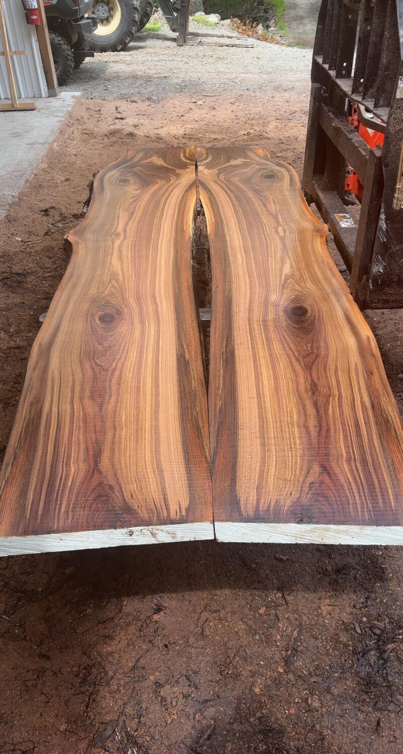 Book-Matched Black Walnut Pair — 9 ft, 2 Slabs (16–22″ each, joins to 43″)
