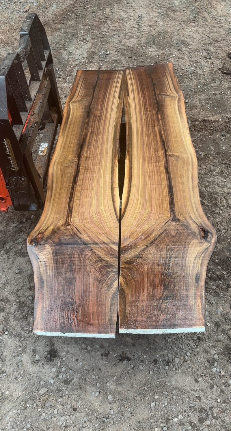 Book-Matched Black Walnut Pair — 9 ft, 2 Slabs (18–22″ each, joins to 44″)