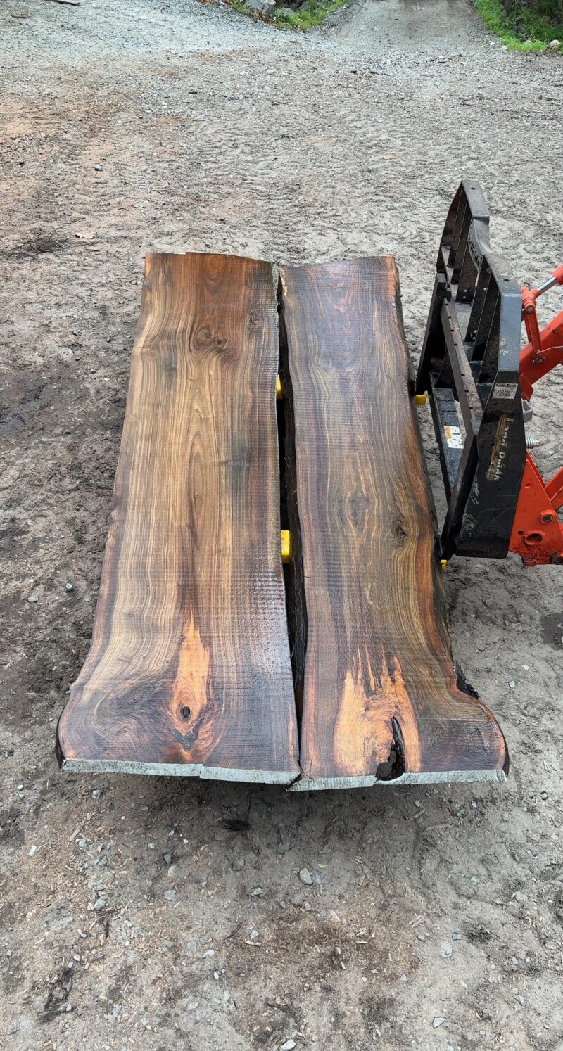 Book-Matched Black Walnut Pair — 10 ft, 2 Slabs (22–26″ each, joins to 51″)