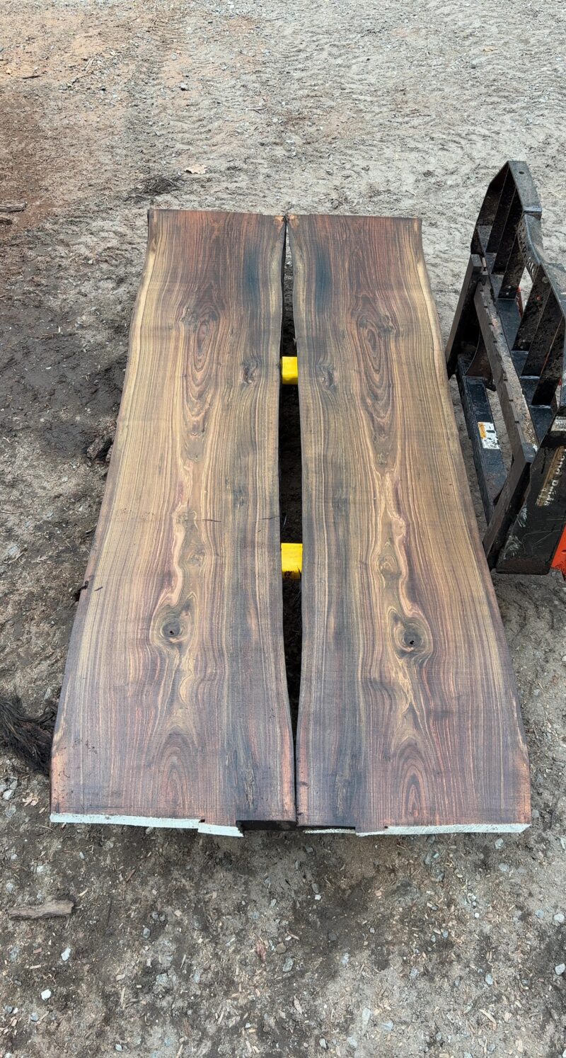 Book-Matched Black Walnut Pair — 10 ft, 2 Slabs (25–26″ each, joins to 53″)