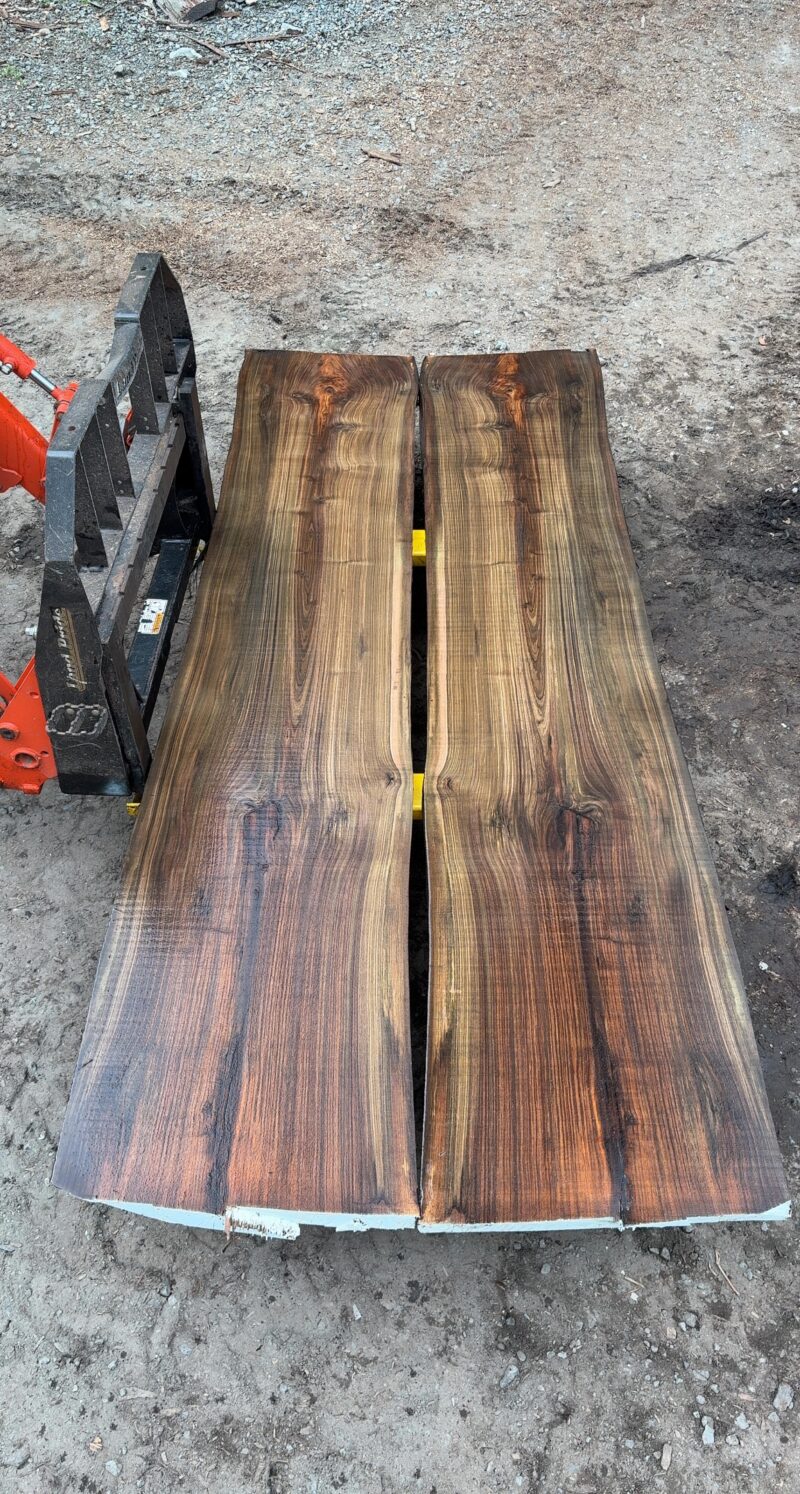 Book-Matched Black Walnut Pair — 10 ft, 2 Slabs (26–27″ each, joins to 54″)