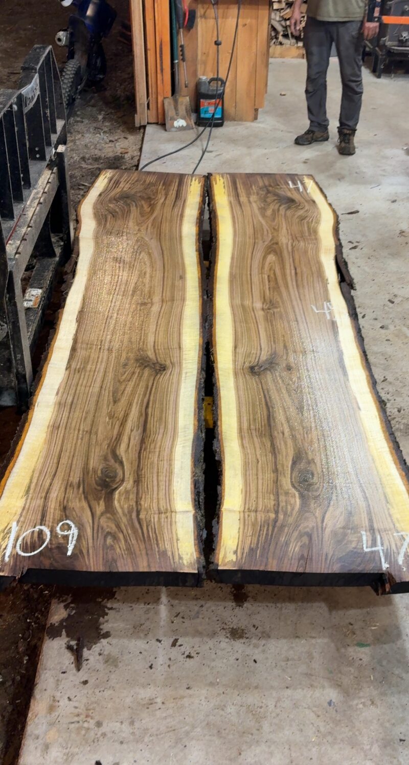 Book-Matched Black Walnut Pair — 9 ft, 2 Slabs (~22–23″ each, joins to 47″)